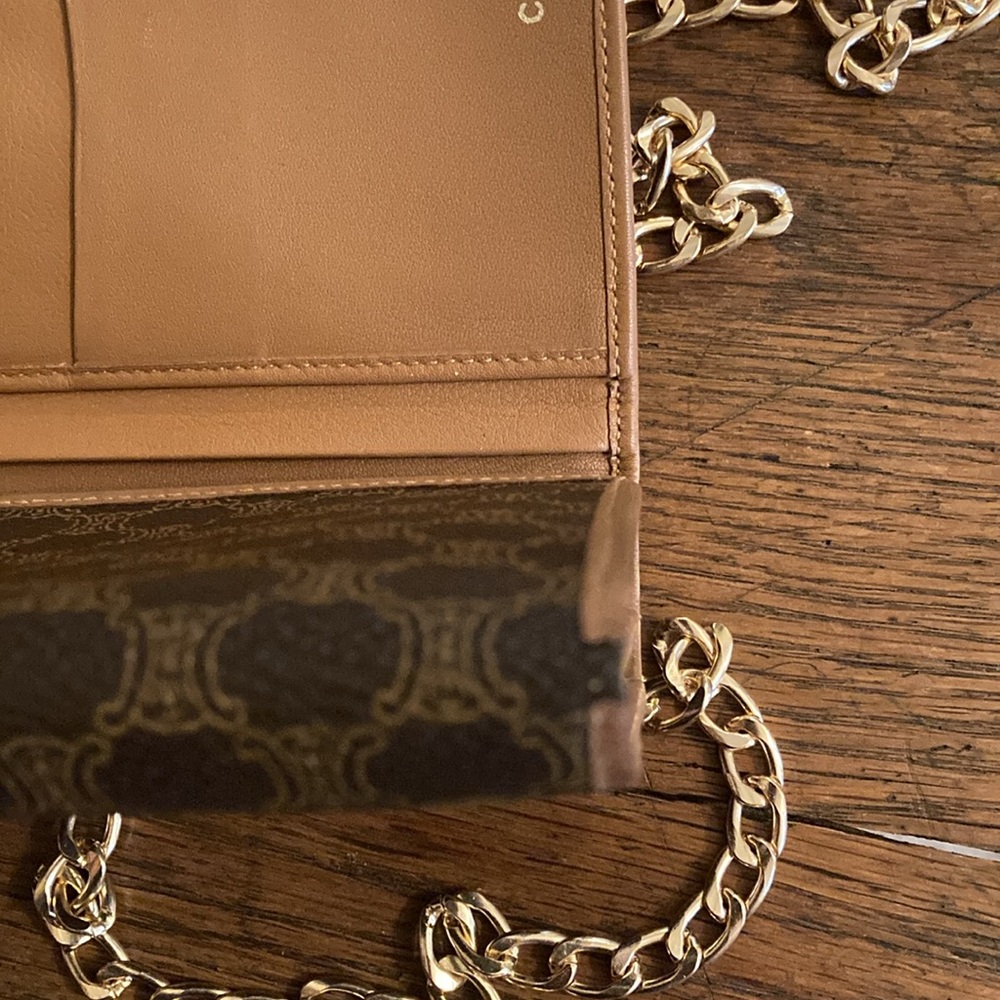 Celine Triomphe Monogram Kiss-Lock Wallet Vintage w/Crossbody Chain - Picture 14 of 14